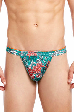 2(X)IST Green Floral/Zebra-Print Sliq-Micro Y-Back Thong thumbnail 1