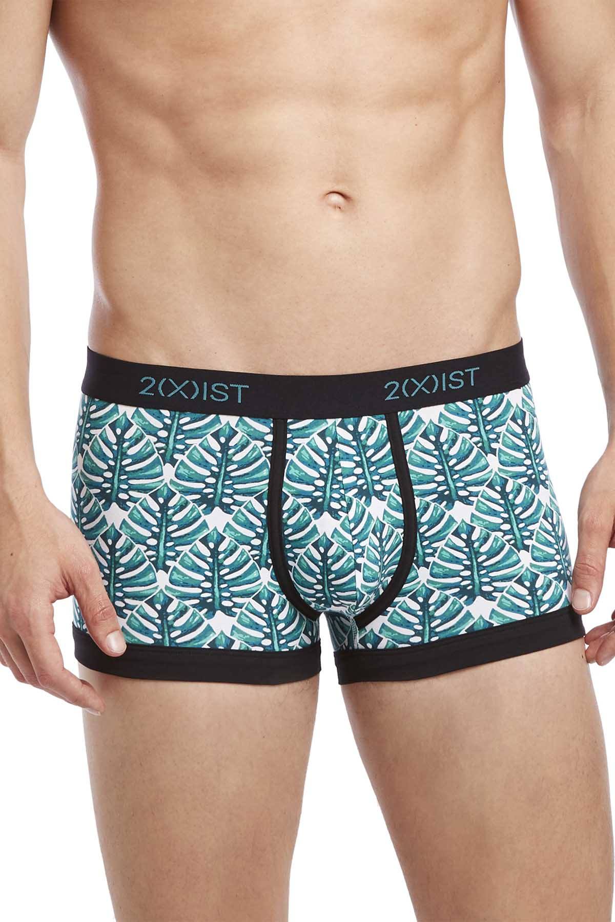 2(X)IST Green Palm-Print Graphic Cotton No-Show Trunk