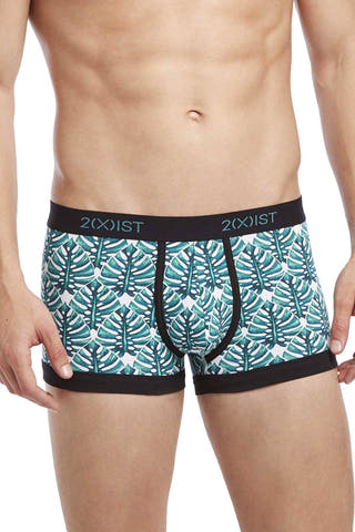 2(X)IST Green Palm-Print Graphic Cotton No-Show Trunk
