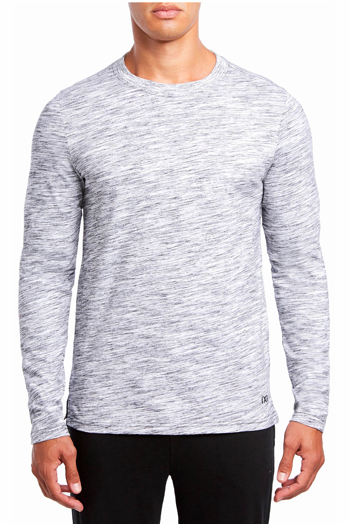2(X)IST Grey-Heather Lounge Long-Sleeve Cotton T-shirt