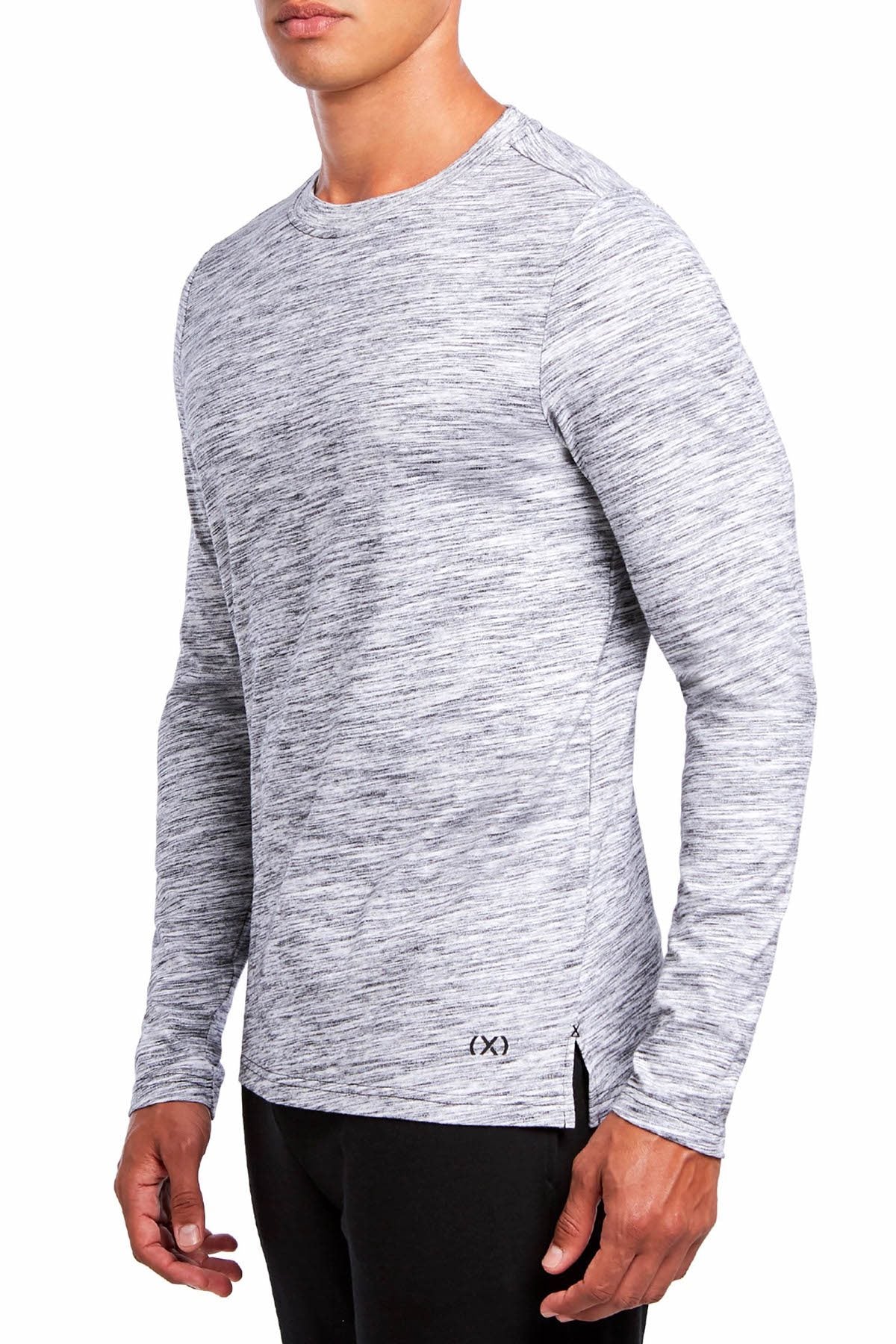 2(X)IST Grey-Heather Lounge Long-Sleeve Cotton T-shirt