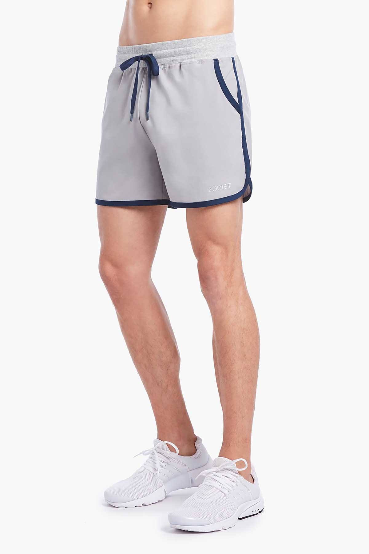 2(X)IST Grey/Navy Contrast-Binding Retro Jogger Short