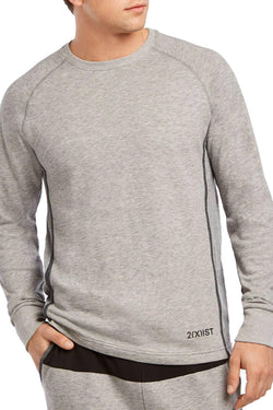 2(X)IST Heather-Grey Mesh-Panel Crewneck Pullover thumbnail 1