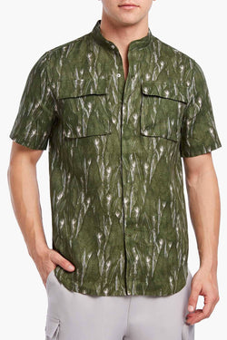 2(X)IST Jungle-Leaf Printed Linen Urban-Jungle Camp Shirt thumbnail 1