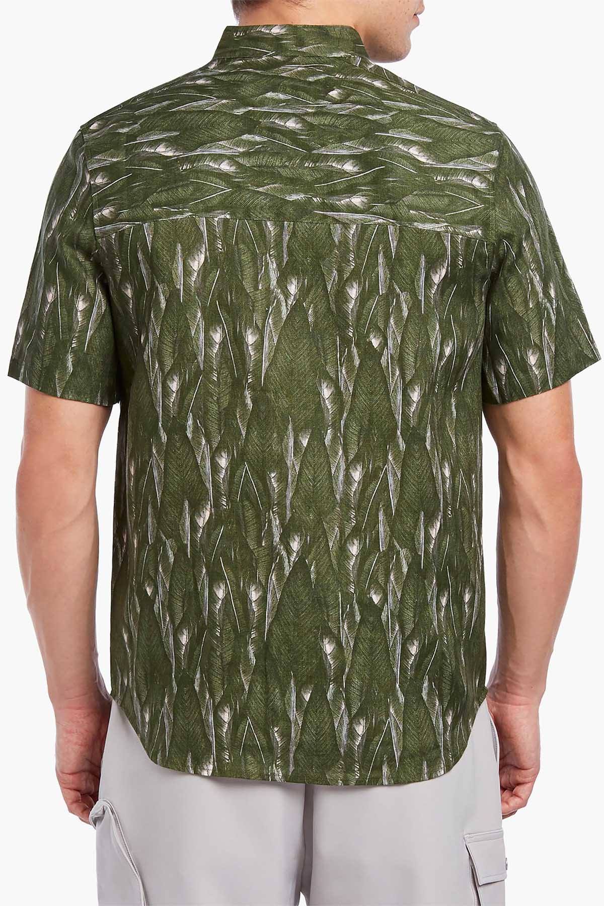 2(X)IST Jungle-Leaf Printed Linen Urban-Jungle Camp Shirt