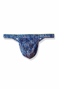 2(X)IST Lapis-Blue Layered Zebra-Print Sliq-Micro Y-Back Thong thumbnail 3