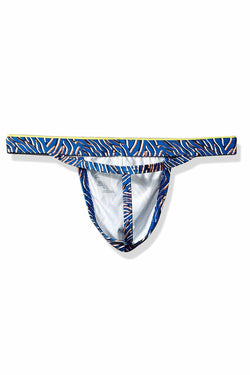 2(X)IST Lapis-Blue Layered Zebra-Print Sliq-Micro Y-Back Thong thumbnail 4