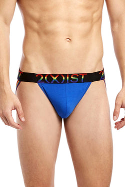 2(X)IST Lapis Blue Pride Cotton Stretch Jockstrap thumbnail 1