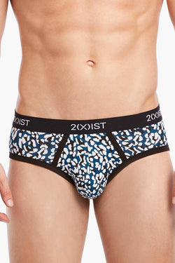 2(X)IST Legion-Blue Cheetah-Print Graphic Cotton No-Show Brief thumbnail 1