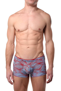 2(X)IST Light Blue/Red Wave Print Sliq Micro Trunk thumbnail 1