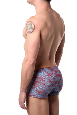 2(X)IST Light Blue/Red Wave Print Sliq Micro Trunk thumbnail 2