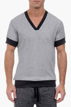 2(X)IST Light Heather Grey Short Sleeve V-Neck Sweatshirt thumbnail 1