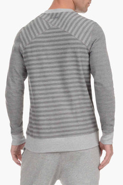 2(X)IST Light/Medium Heather-Grey Striped French-Terry Crew-Neck Sweatshirt thumbnail 3