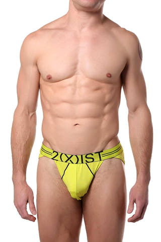 2(X)IST Lime-Punch Two-Tone Speed-Dri Sport-Mesh Brief