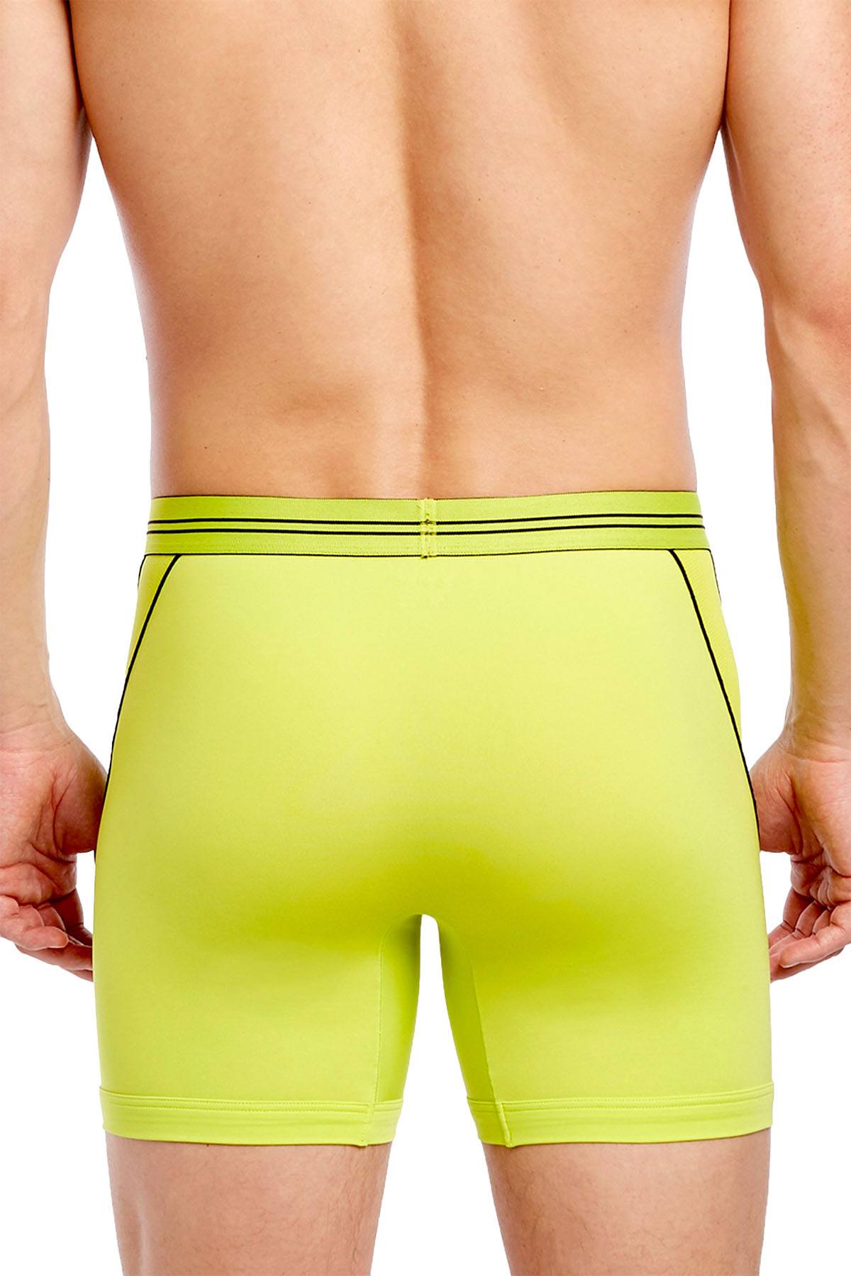 2(X)IST Lime-Punch Two-Tone Speed-Dri Sport-Mesh No-Show Boxer Brief