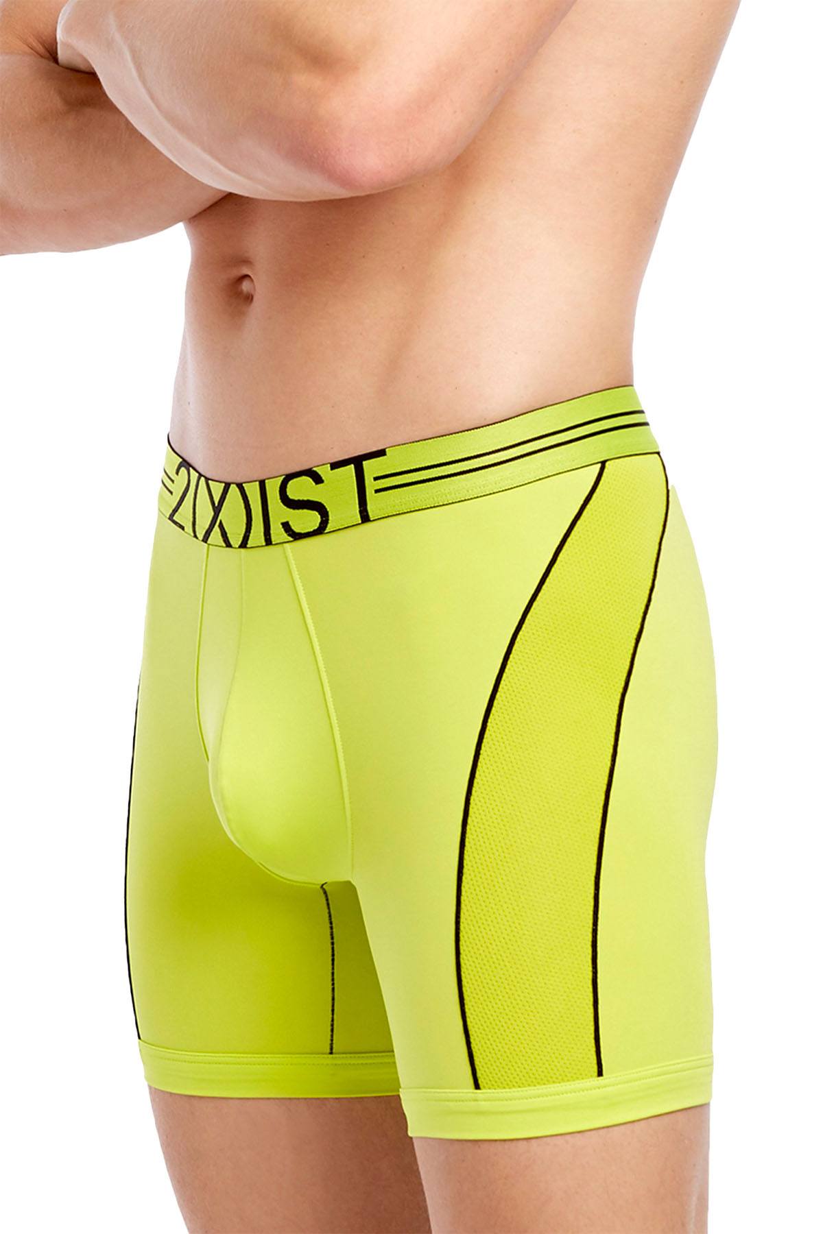 2(X)IST Lime-Punch Two-Tone Speed-Dri Sport-Mesh No-Show Boxer Brief