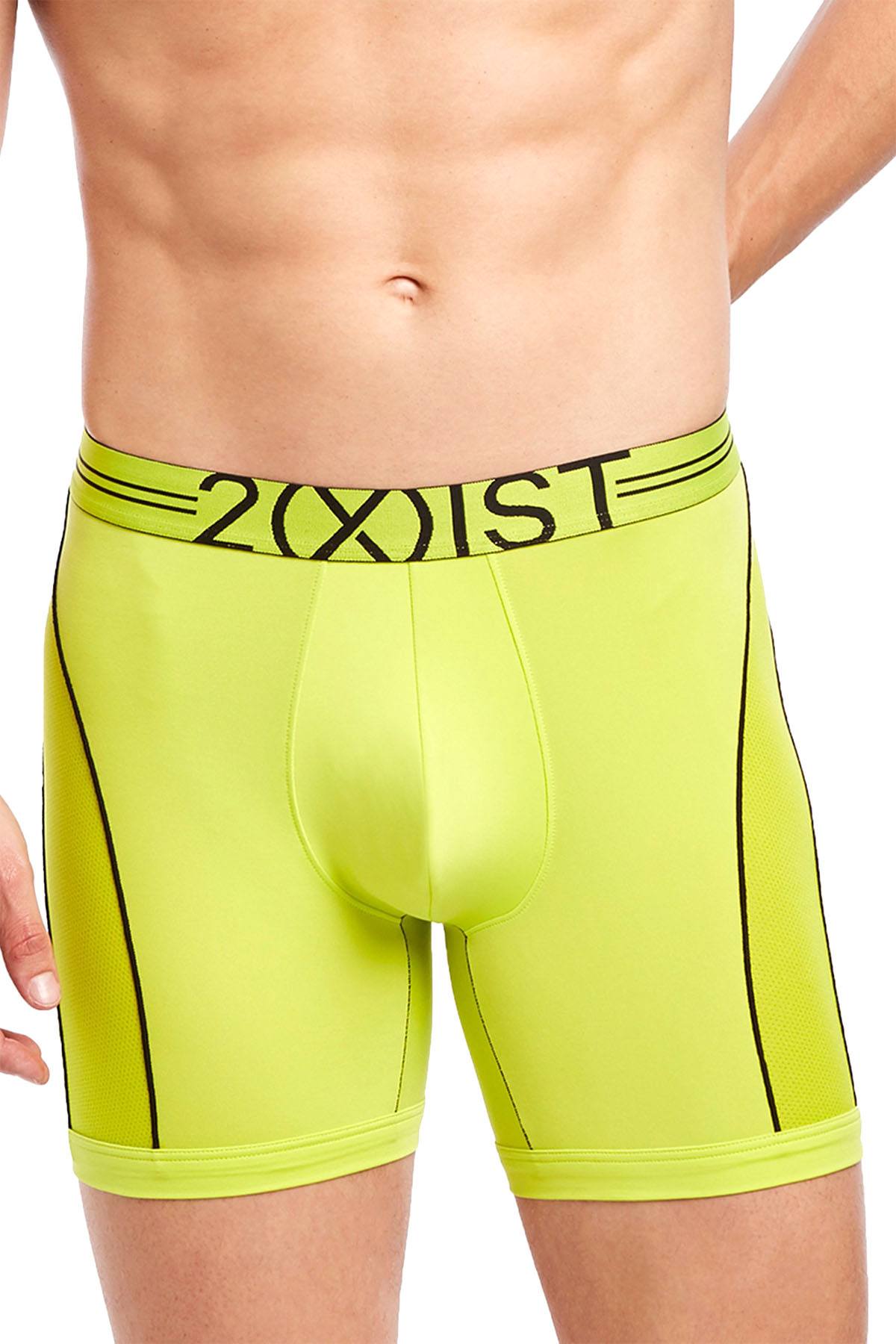 2(X)IST Lime-Punch Two-Tone Speed-Dri Sport-Mesh No-Show Boxer Brief