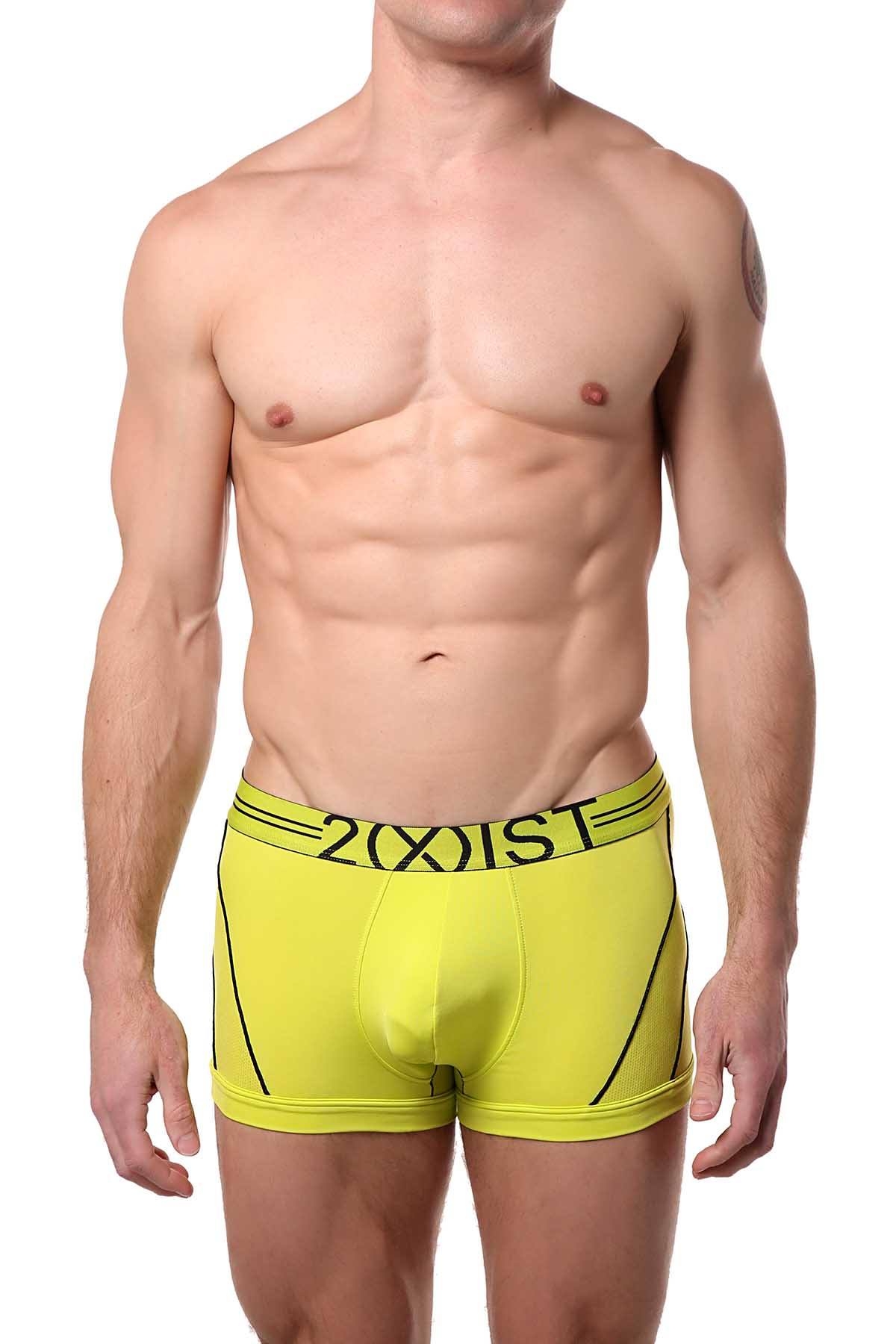 2(X)IST Lime-Punch Two-Tone Speed-Dri Sport-Mesh No-Show Trunk