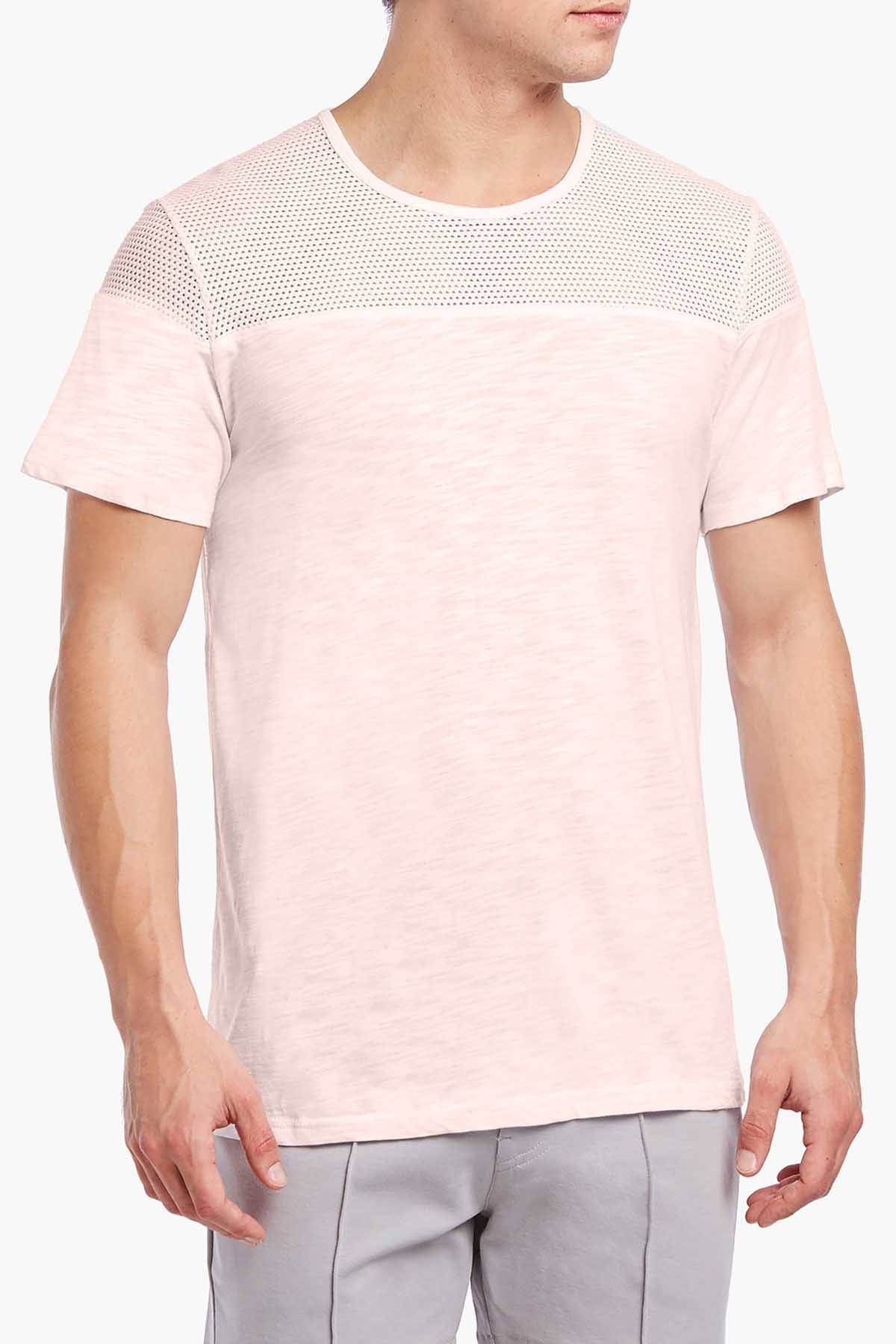 2(X)IST Millenial-Pink Resort-Spa Mesh Textured Jersey Tee