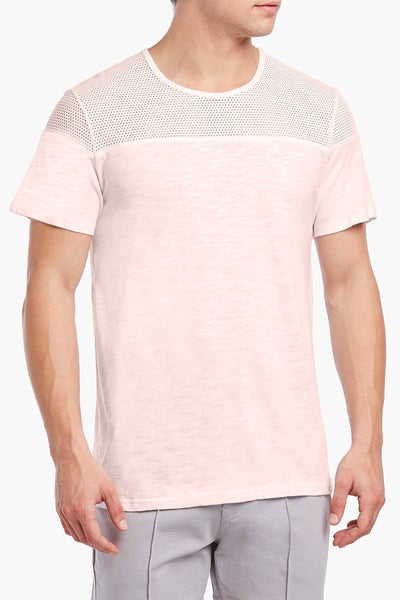 2(X)IST Millenial-Pink Resort-Spa Mesh Textured Jersey Tee