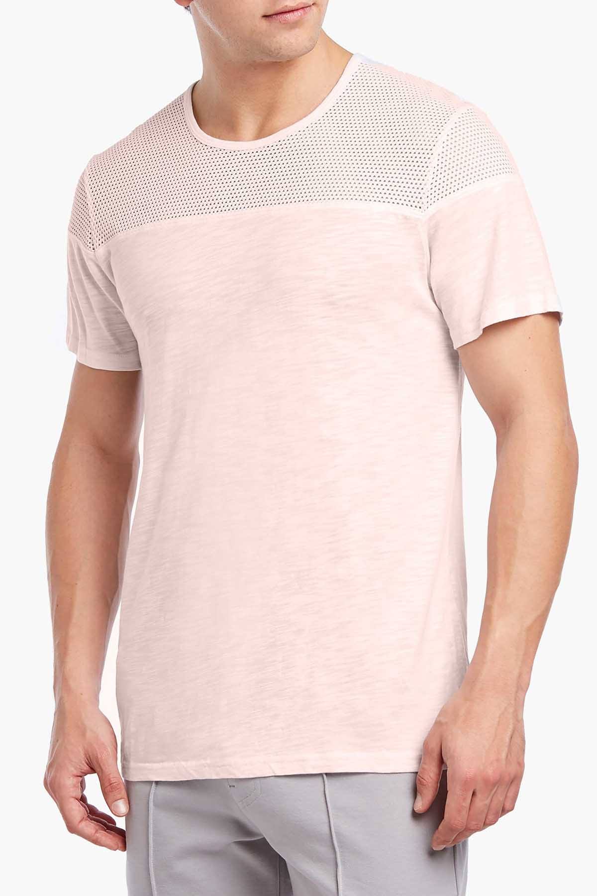 2(X)IST Millenial-Pink Resort-Spa Mesh Textured Jersey Tee