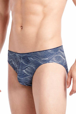 2(X)IST Navy/White Wave-Printed Sliq Micro Brief thumbnail 2