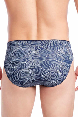 2(X)IST Navy/White Wave-Printed Sliq Micro Brief thumbnail 3