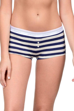 2(X)IST Oatmeal Heather Stripe Retro Cotton Boyshort thumbnail 1
