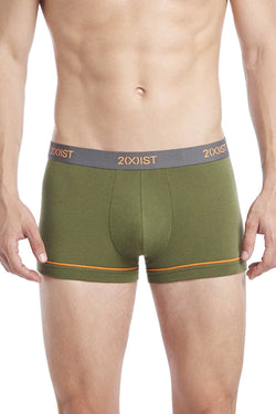 2(X)IST Olive/Hazard-Orange Graphic Cotton No-Show Trunk thumbnail 1
