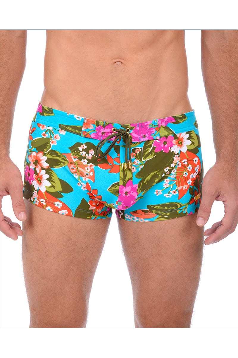 2(X)IST Peacock Blue Tropical Floral Cabo Swim Trunk