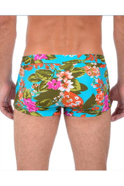 2(X)IST Peacock Blue Tropical Floral Cabo Swim Trunk thumbnail 2