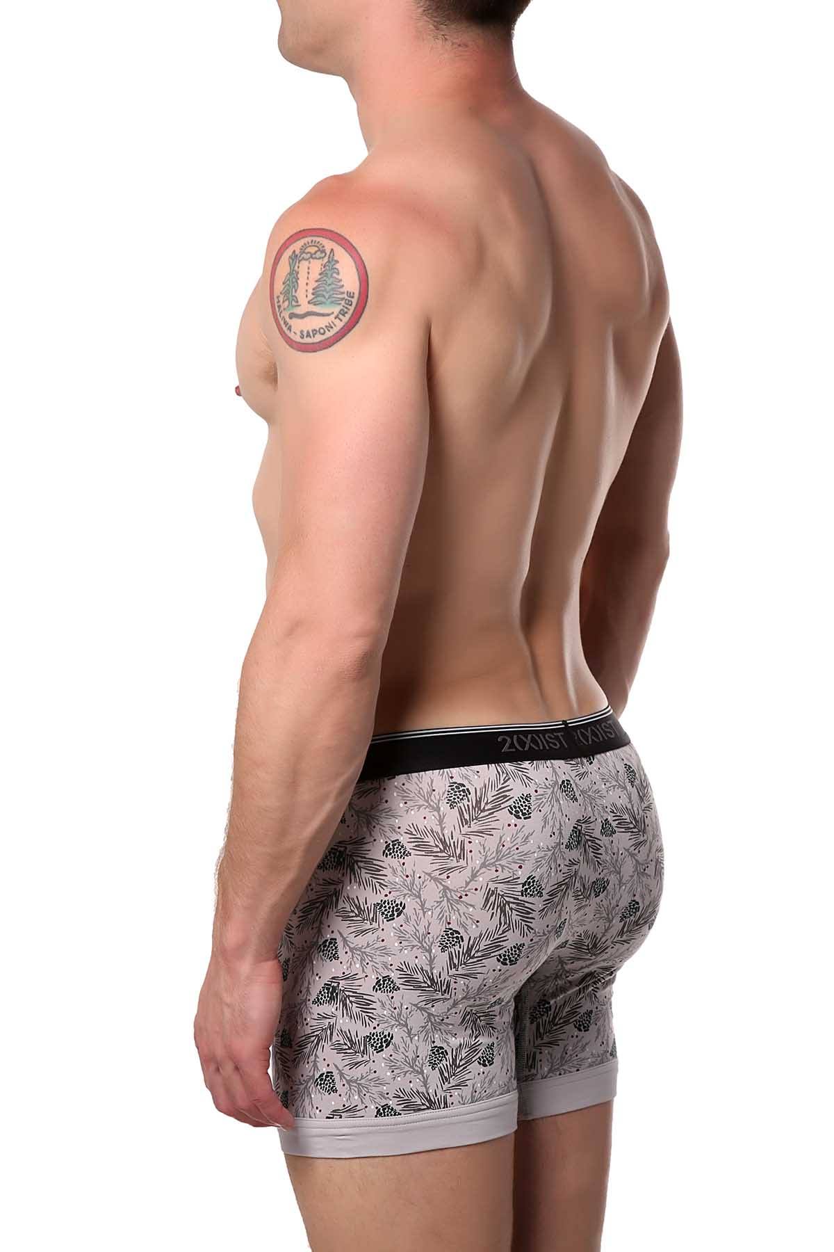 2(X)IST Pine-Print Essential Cotton-Stretch Boxer Brief