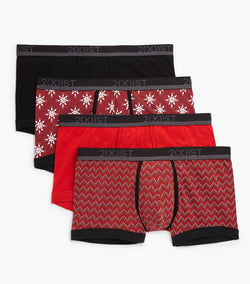 2(X)IST Red Cotton Stretch No Show Trunk 3+1 Bonus Pack thumbnail 1