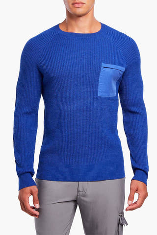 2(X)IST Royal-Blue Long-Sleeve Waffle-Knit Sweater