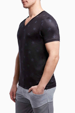 2(X)IST Star-Patch Print Mesh Performance V-Neck Tee thumbnail 2