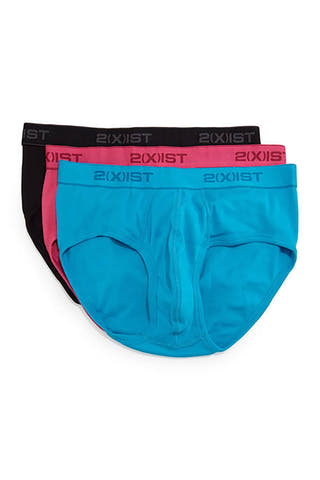 2(X)IST Turquoise/Cabaret/Black Essential Contour Pouch Brief 3-Pack
