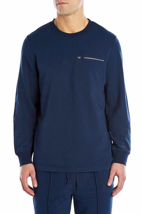 2(X)IST Varsity-Navy Classic Zip-Pocket Sweatshirt