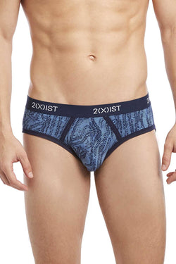 2(X)IST Varsity-Navy Digi-Zebra Print Graphic Cotton No-Show Brief thumbnail 1