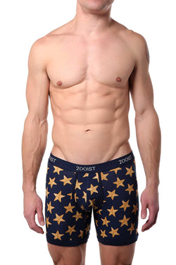 2(X)IST Varsity-Navy Star-Patch Print Graphic Cotton Boxer Brief thumbnail 1