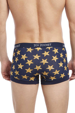 2(X)IST Varsity-Navy Star-Patch Print Graphic Cotton No-Show Trunk thumbnail 2