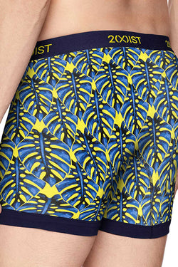 2(X)IST Vibrant-Yellow Palm-Print Graphic Cotton Boxer Brief thumbnail 2