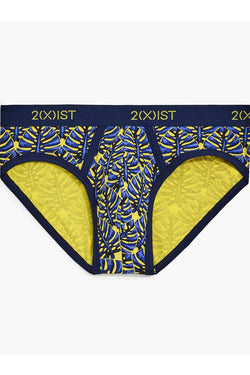 2(X)IST Vibrant-Yellow Palm-Print Graphic Cotton No-Show Brief thumbnail 3