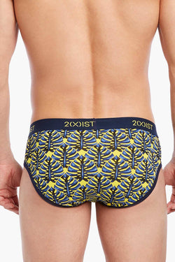 2(X)IST Vibrant-Yellow Palm-Print Graphic Cotton No-Show Brief thumbnail 4