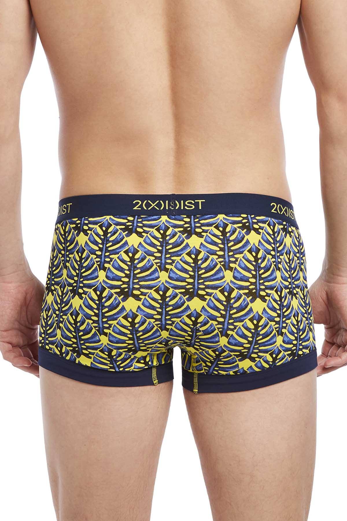 2(X)IST Vibrant-Yellow Palm-Print Graphic Cotton No-Show Trunk