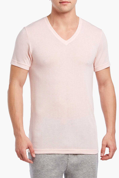 2(X)IST Washed-Rose Mesh V-Neck Tee