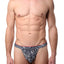 2(X)IST White/Blue Layered Zebra-Print Sliq-Micro Y-Back Thong