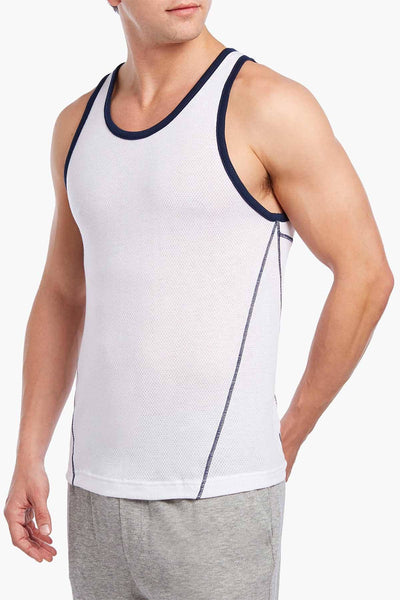 2(X)IST White/Navy Breathable Mesh Tank Top