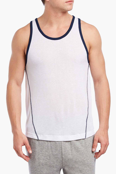2(X)IST White/Navy Breathable Mesh Tank Top