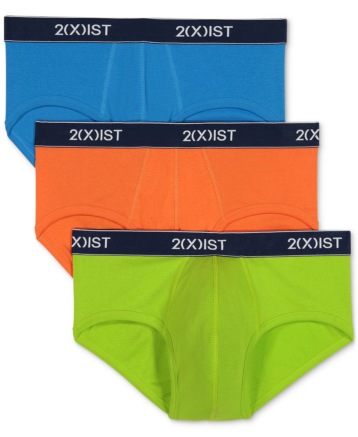 2(x)ist 2(x)ist Underwear Essentials Contour Pouch Brief 3 Pack Blue Aster/red Oragne/lime