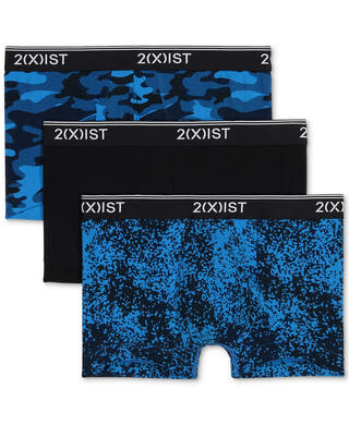 2(x)ist Cotton Stretch 3 Pack No-show Trunk Dot Camo Black/black/traditional Camo-blue